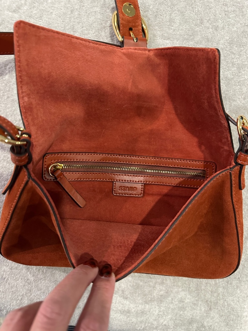 Staud orange/auburn Suede Shoulder Bag - Picture 4 of 7